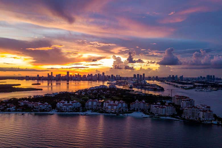 Pôr do sol sobre Miami